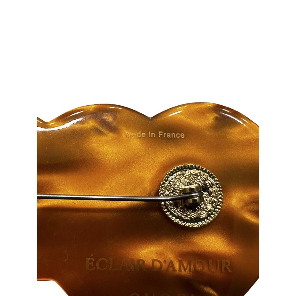 GUCCI Resin & Crystal Double Heart Jewelry Accessory Brooch Pin - Picture 3 of 5